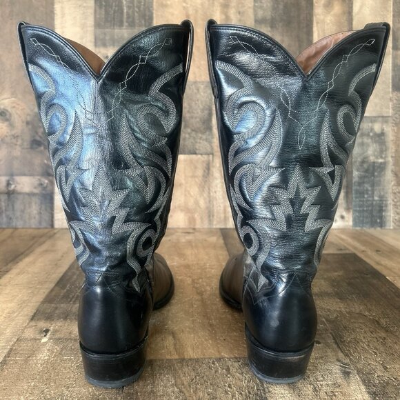 Dan Post 210 R Classic Black Western Cowboy Boots Mens 8 D - Picture 8 of 12